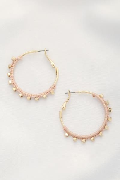 Beaded Woven Hoop Earring