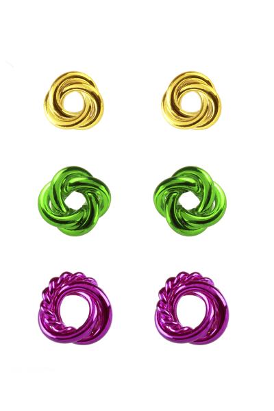 Metal Aluminum Coating Loveknot Earring (3 Pair)