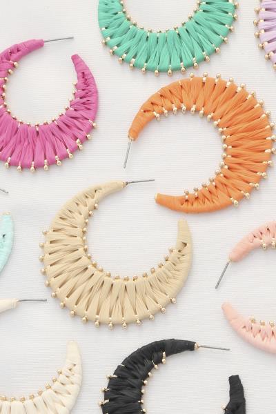 Raffia Wrap Metal Earring