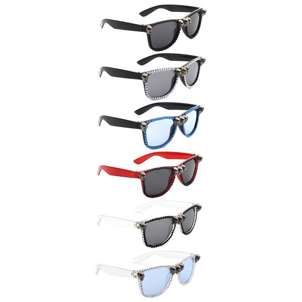 Skull Stud Round Square Sunglasses 1DZ