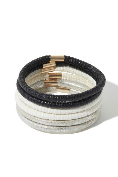 Multi PU Bracelet Set (6 Pcs)