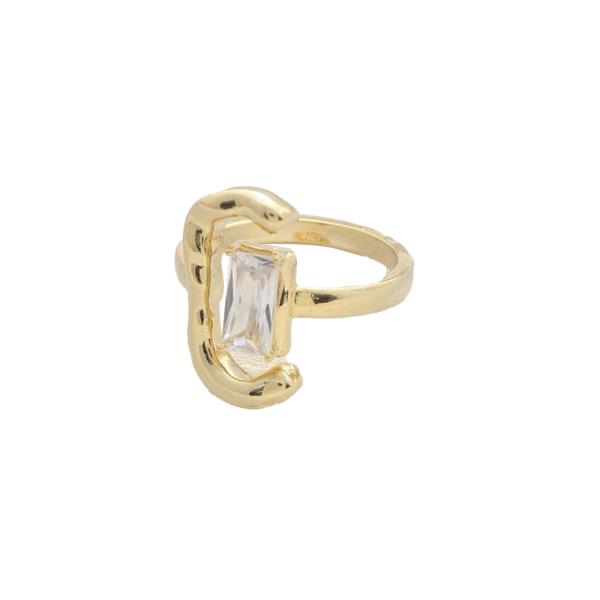 SODAJO Crystal C Shape Metal Ring
