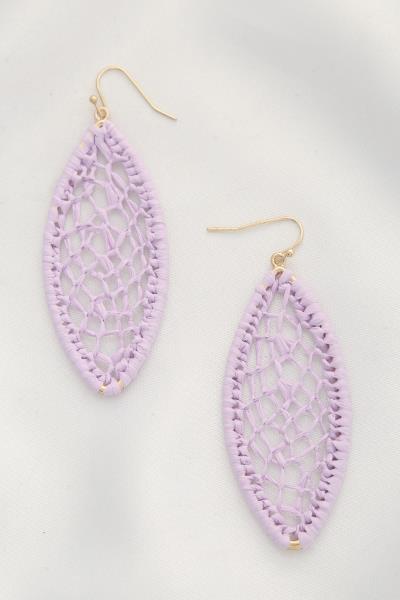 Raffia Woven Pointed Oval Dangle Earring