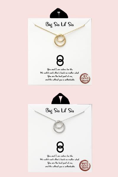 18K GOLD RHODIUM DIPPED BIG SIS LIL SIS NECKLACE