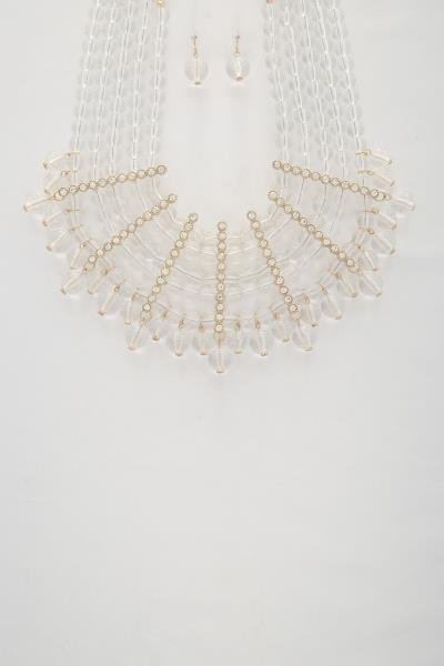 Ball Rhinestone Bar Statement Necklace