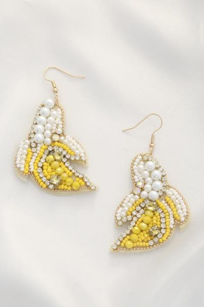 Seed Bead Pearl Banana Drop Earring