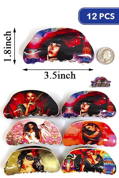 Girl Printed Hair Claw Clip (12 Units)