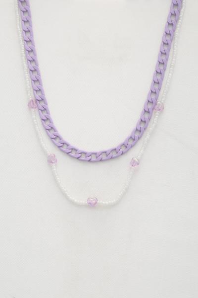 SODAJO Curb Link Heart Beaded Layered Necklace