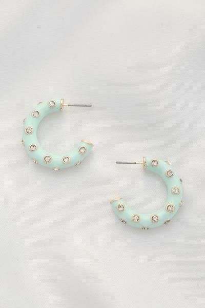 Color Metal Rhinestone Open Circle Earring