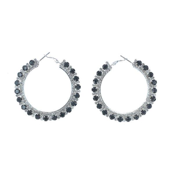 RHINESTONE PEARL HOOP 50MM EARRING