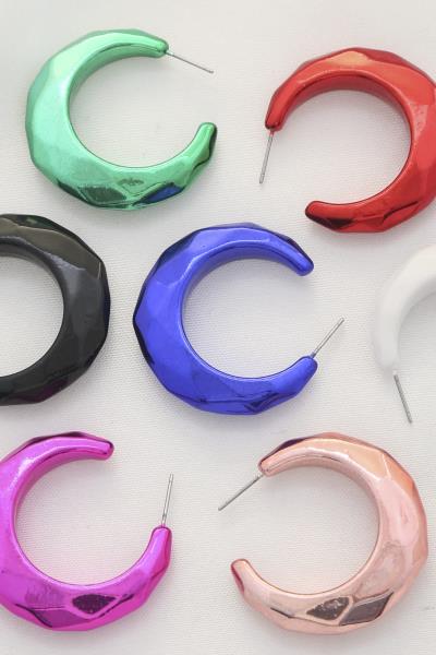 Puffy Geometric Open Hoop Earring