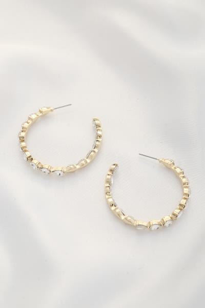 Teardrop Crystal Open Hoop Earring