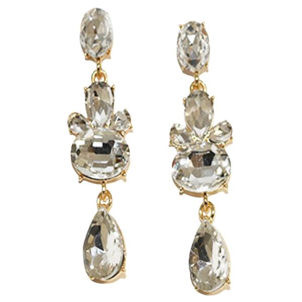 Oval Teardrop Rhinestone Dangle Earring