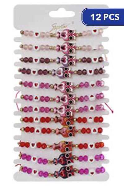 Chic Heart Bead String Bracelet (12 Units)