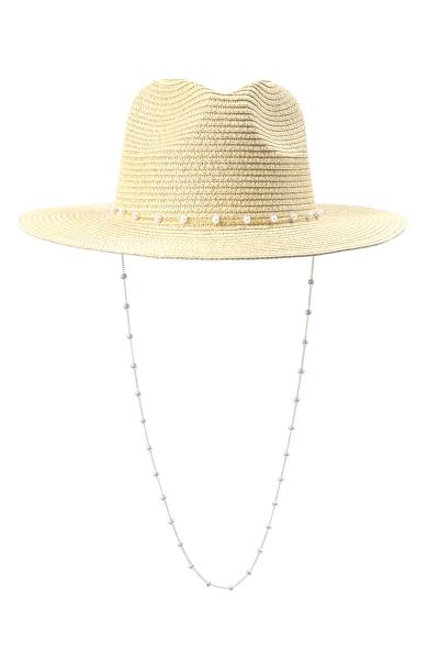 FASHION SUN PANAMA WITH PEARL CHAIN