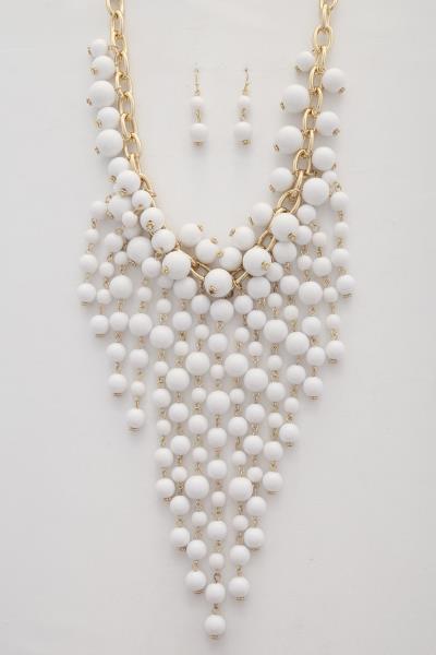 Ball Beaded Oval Link Necklace