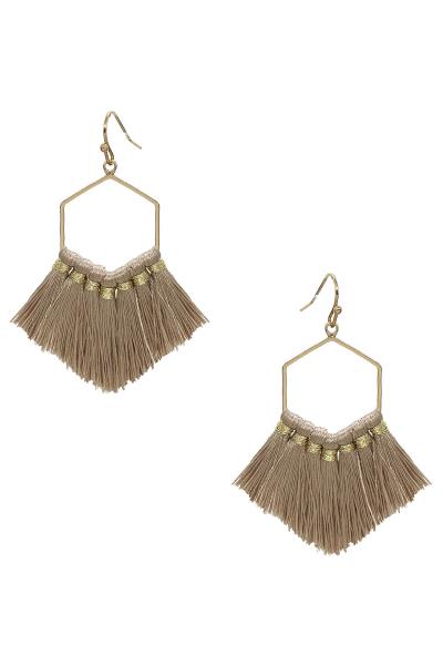 Hexagon Tassel Earrings