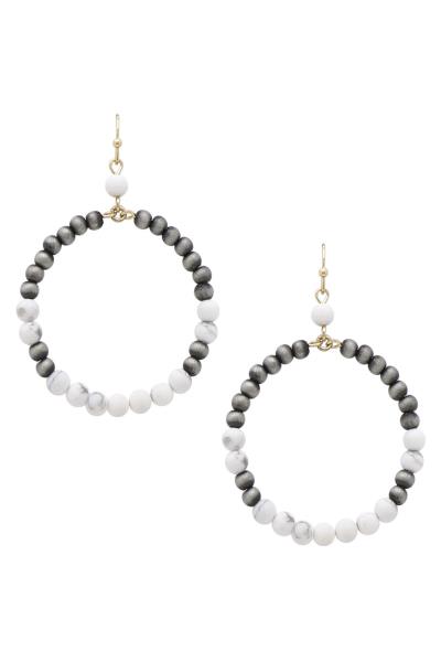 Circle Semi Precious Stone Earrings