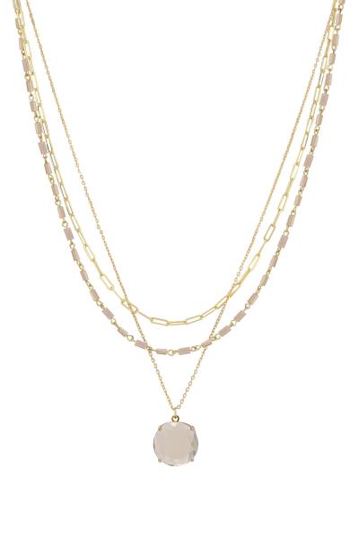 3 ROW GLASS LAYERED NECKLACE