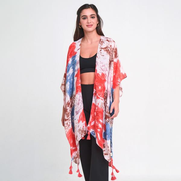 WATERCOLOR FLORAL PRINT KIMONO