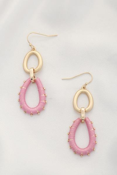 Thread Wrapped Oval Dangle Earring