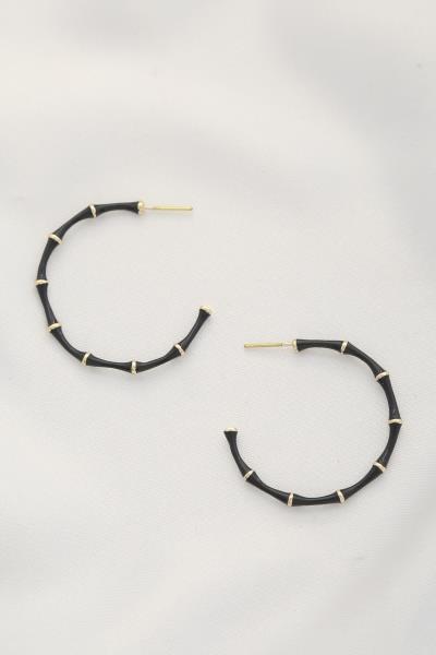 Bamboo Color Metal Open Hoop Earring