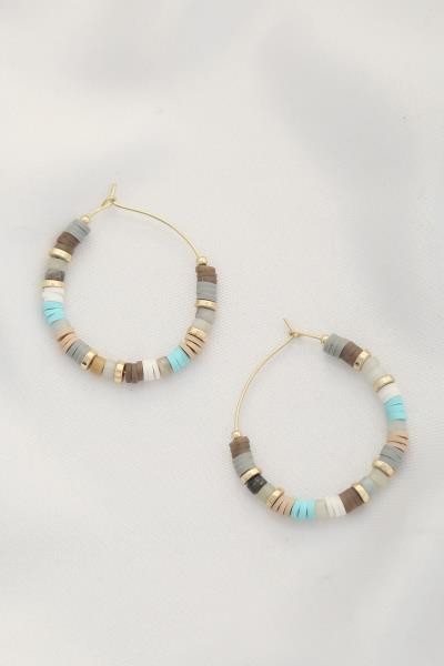 Rubber Disc Bead Hoop Earring