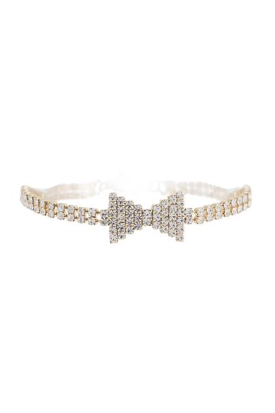 Rhinestone Dainty 2LINE Bow Tie Bracelet