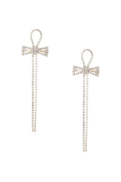 Rhinestone Cubic Zirconia Bow Tassel Earring
