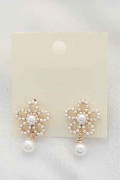 Flower Pearl Bead Dangle Earring