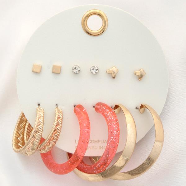 Glitter Hoop Metal Assorted Earring Set