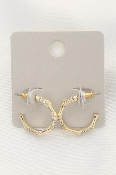 HEXAGON SHAPE CRYSTAL EDGE METAL EARRING