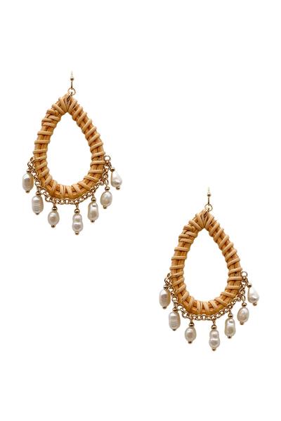 Rattan W Natural Stone Earring
