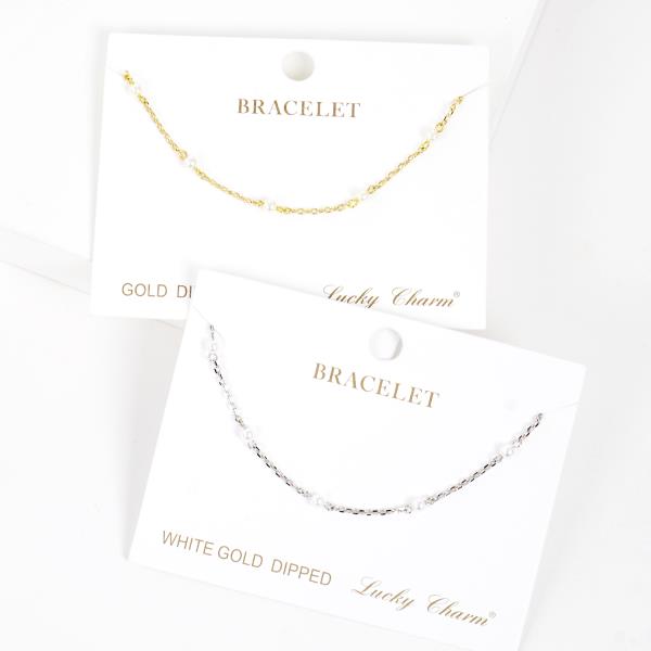 Dainty Pearl Bead Station Bracelet