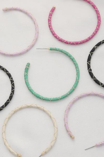 Raffia Wrapped Open Hoop Earring