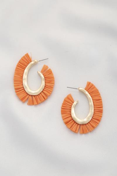 Swirl Raffia Edge Metal Earring