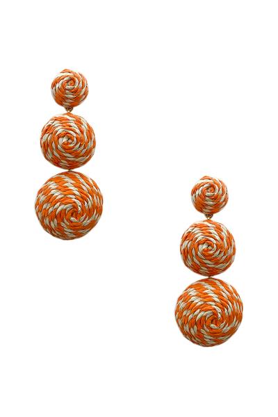 Raffia 3 Ball Dangle Earring