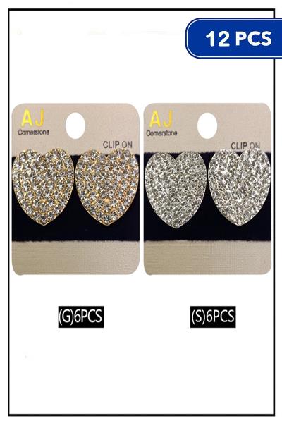 Rhinestone Heart Earring (12 Units)