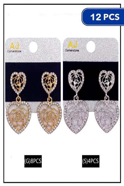 Double Rose Heart Earring (12 Units)
