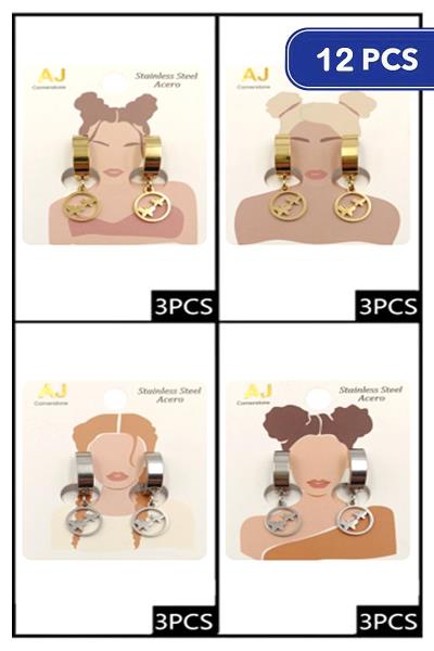 Stainless Steel Butterfly Earring (12 Units)