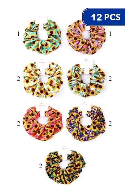Flower Hair Scrunchies (12 Units)