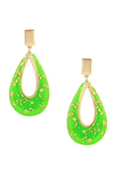 Acetate Metal Flake Teardrop Earring