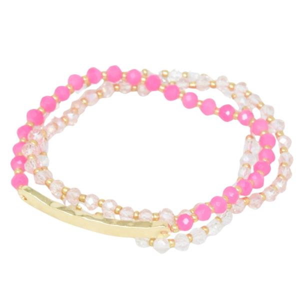 Metal Bar Beaded Bracelet Set