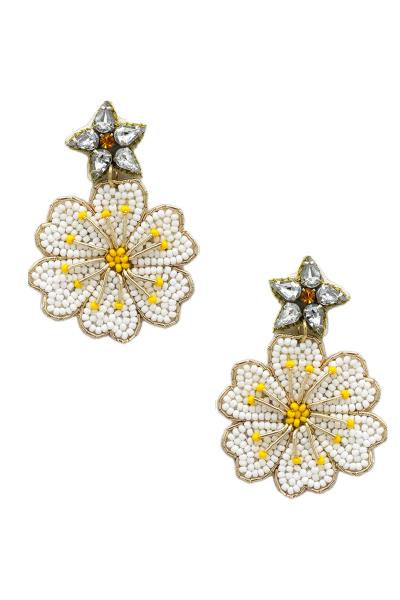 Seed Bead Flower Dangle Earring