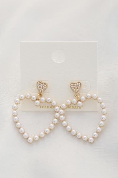 Heart Pearl Bead Dangle Earring