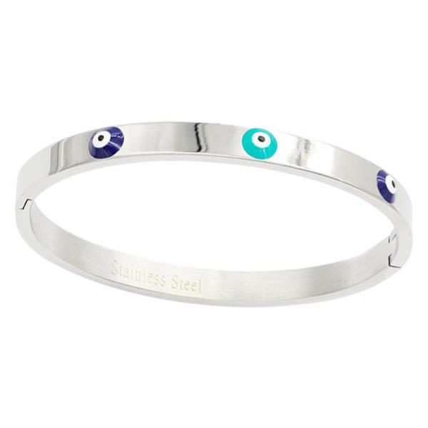 Metal Stainless Steel Evil Eye Hinge Bracelet