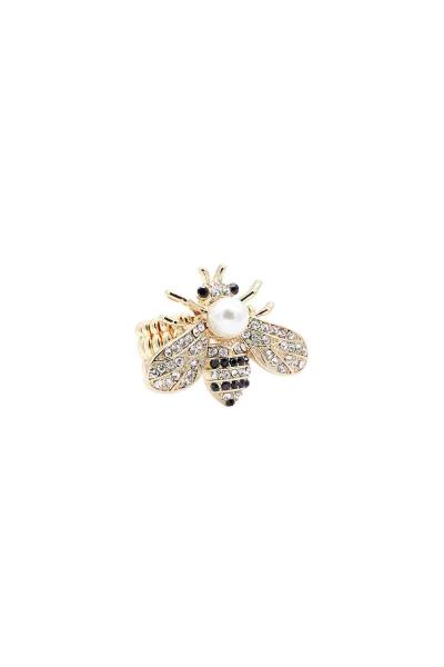 Bee Pearl Rhinestone Ring