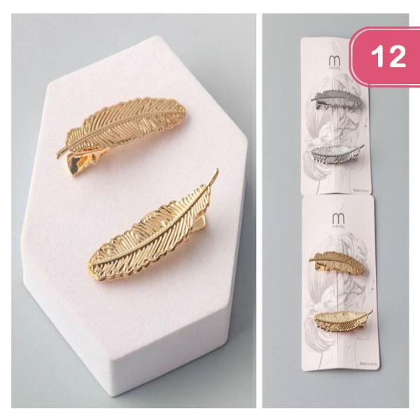 Metal Leaf Hair Pin (12 Units)