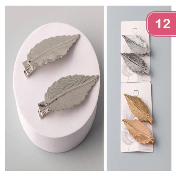 Metal Leaf Hair Pin (12 Units)