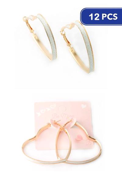 Glitter Heart Hoop Earring (12 Units)